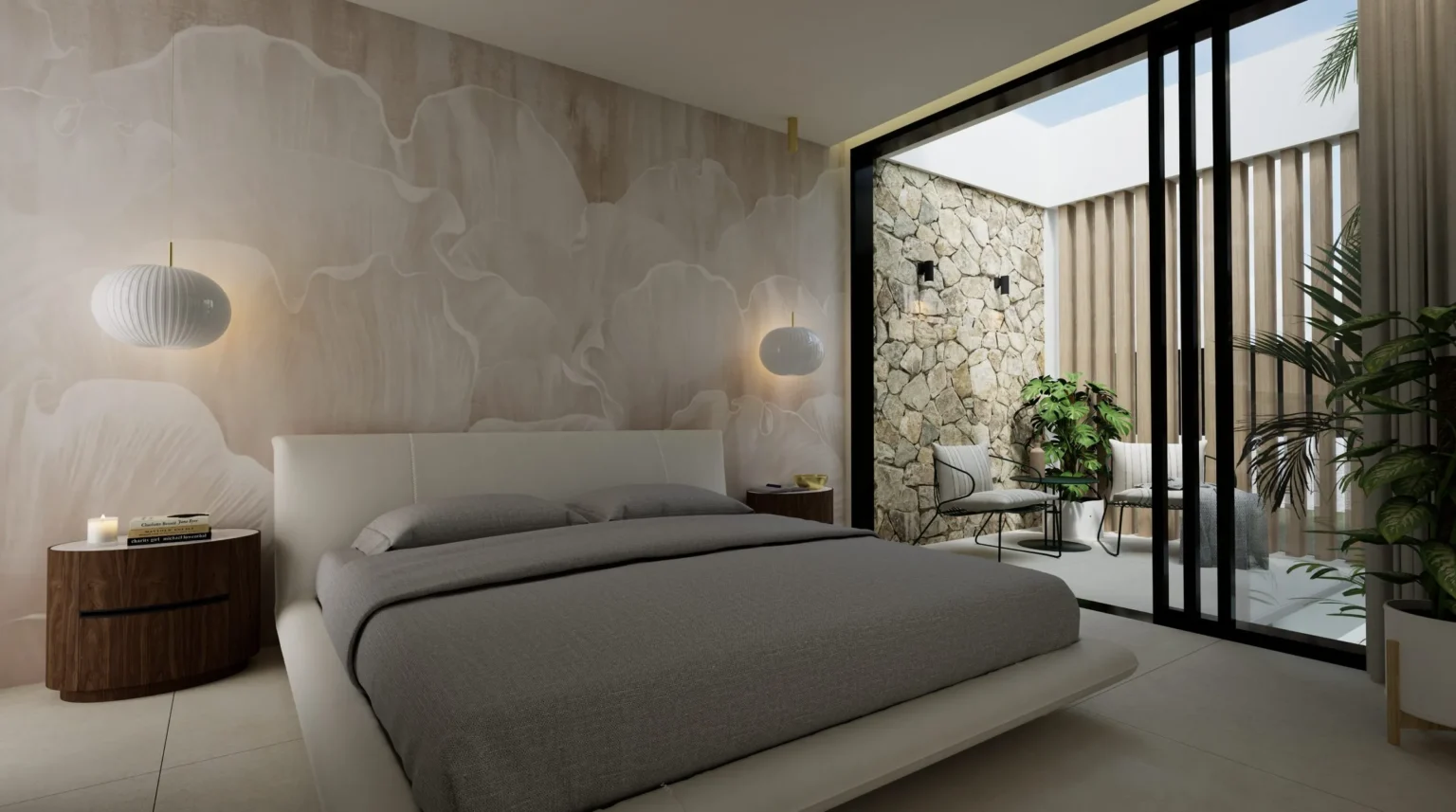 Dormitorio con acceso directo a patio privado